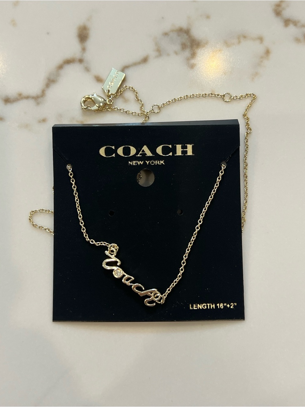 Coach Gold Script Nameplate Necklace